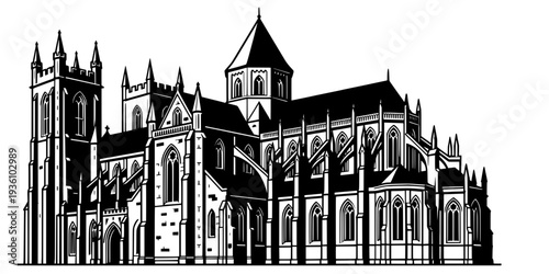 Detailed woodcut drawing of a historic heritage site with towers
