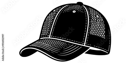 Black and White Woodcut Illustration of a Classic Deerstalker Ha
