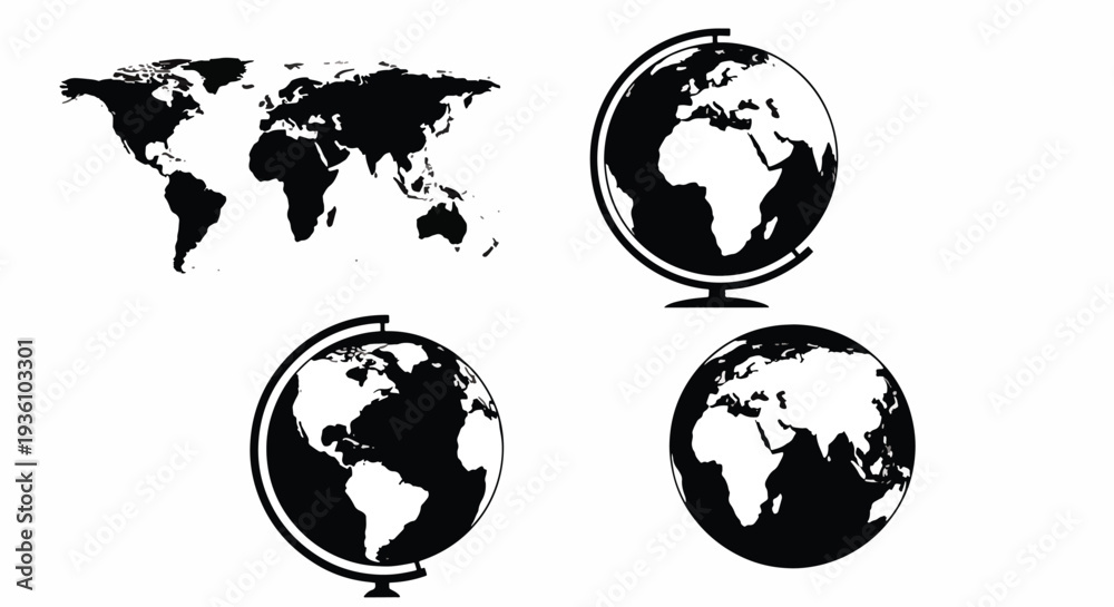 Obraz premium Set of Black and White Globes