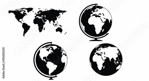 Set of Black and White Globes