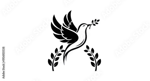 Foto Flying dove with olive branch design