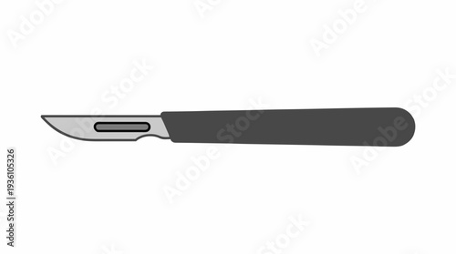 Surgical Scalpel With Dark Handle And Silver Blade On White Background Medical Tool