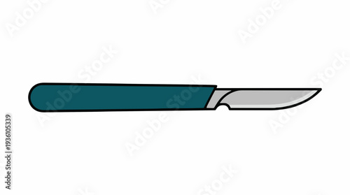 Surgical Scalpel With Teal Handle On White Background Medical Instrument