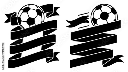 Set of soccer balls wrapped in ribbons