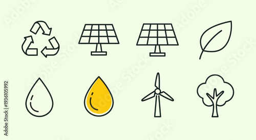 Clean energy icons renewable resources