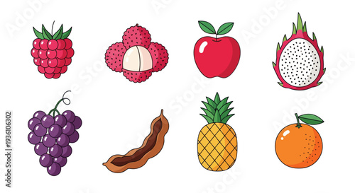 Colorful assortment of fresh fruits isolated