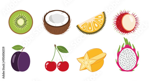 Colorful assortment of fresh fruits isolated