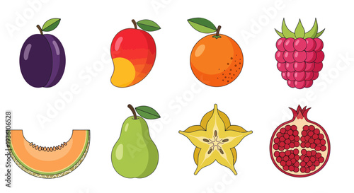 Colorful cartoon fruit collection illustration