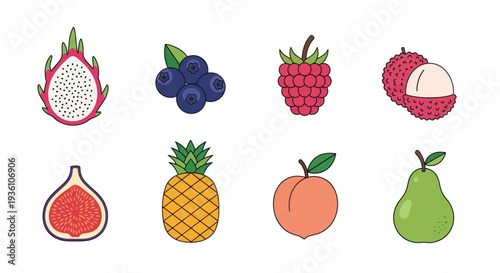 Colorful fruit assortment isolated on white