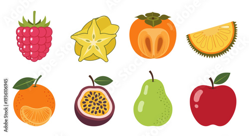 Colorful fruit assortment isolated on white