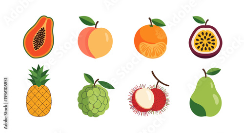 Colorful fruit assortment isolated on white