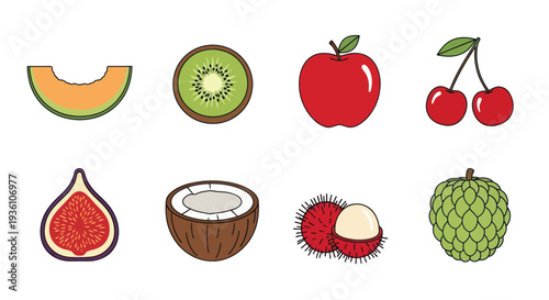 Colorful fruit assortment isolated on white