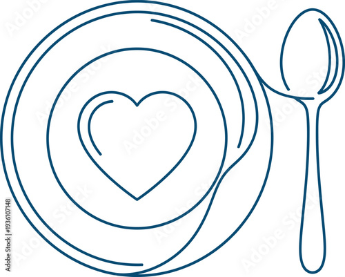 Heartfelt meal setting with plate and spoon