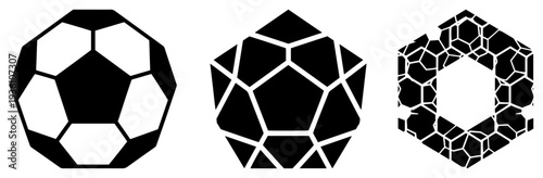 Set of stylized geometric soccer ball icons