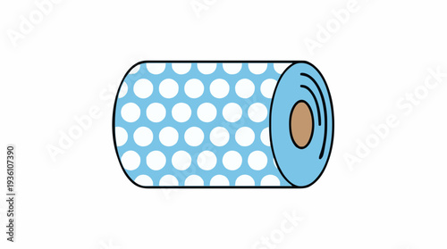 Light Blue Cylindrical Object with White Polka Dots Pattern and Brown Core