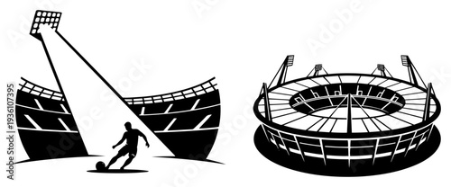 Soccer player on stadium field at night