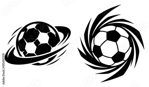 Dynamic soccer balls with motion trails and spinning effects