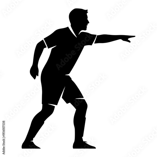 Football player silhouette gesturing or pointing on the field
