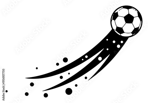 Fast flying soccer ball with dynamic speed trails and particles