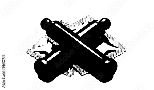 Two colored latex condoms semi realistic vector safe sex concept isolated on white background