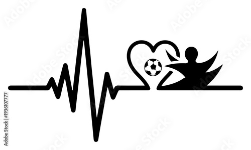 Soccer heart rate heartbeat line art design