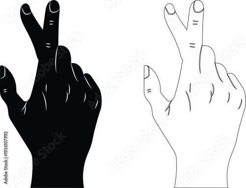 Tableau sur toile Hand gesture illustration with peace sign