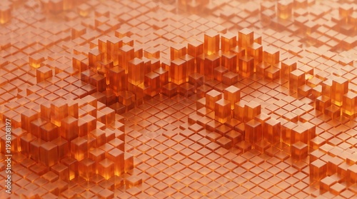 orange geometric cubes, 3d block pattern, abstract digital design, orange glass cubes, futuristic block structure, modular grid art, orange plastic cubes, technical geometric shapes, 3d grid layout
