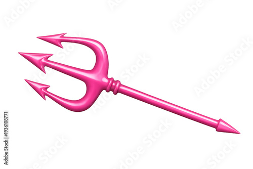 Vibrant Neon Pink Trident with Glowing Aura