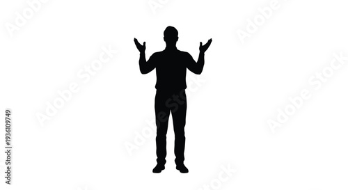 A man with arms outstretched in a dramatic pose silhouette