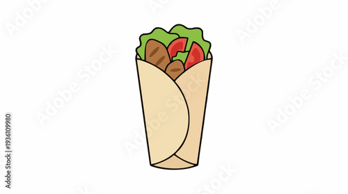 Savory Chicken Wrap Filled With Fresh Lettuce Tomato And Grilled Meat In A Toasted Flatbread
