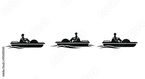 Three jet ski riders on water a striking black silhouette