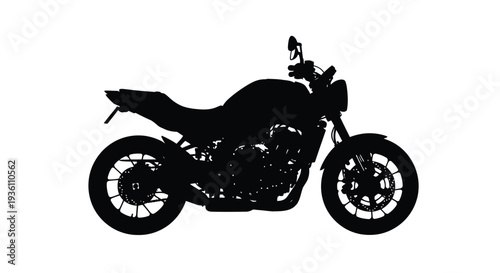 A striking black silhouette of a modern motorcycle side view silhouette