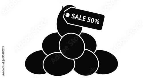 Black shapes with a sale tag simple graphic design silhouette