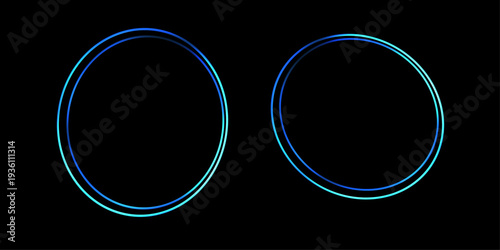 Abstract hand drawn Glowing circle neon blue light effect silhouette illustrator vector with blue background