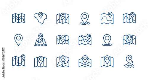 Map icons navigation and location elements