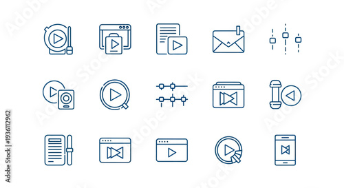 Media and video playback icon set