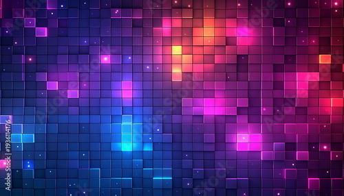 Abstract Geometric Neon Mosaic Background