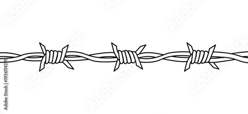 Barbed wire illustration for security and protection concepts. Barb wire, prison, jail.
