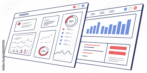 Dashboard displays analytics and performance metrics with visual data representations