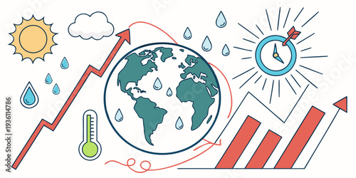 Global progress and sustainable development illustrated with environmental elements