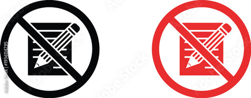No writing signs icons with pencil and paper inside