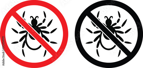 No fly insects signs with red and black circles and lines