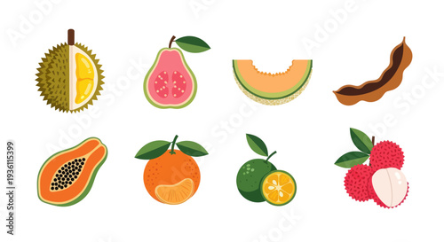 Fresh fruit assortment isolated on white