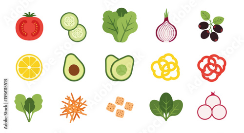 Fresh vegetables and fruits arrangement