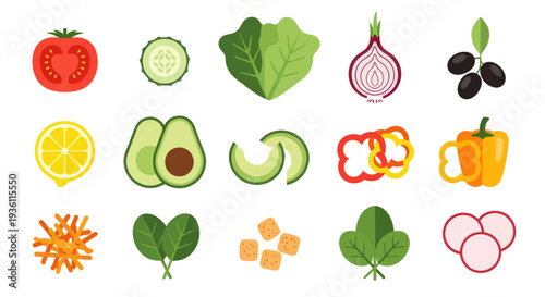 Fresh vegetables and salad ingredients