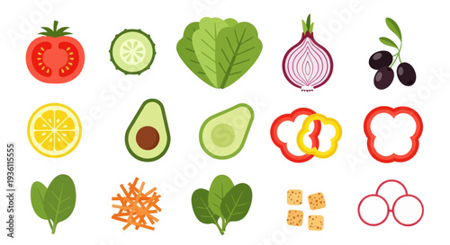 Fresh vegetables and salad ingredients