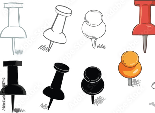 set of vector icons of pins