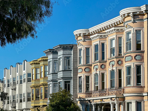 Victorian architecture of the mission district, San Francisco on a summer day 