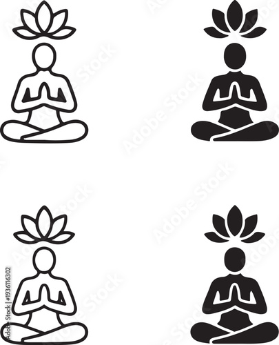 Isolated Yoga Day Social Media Icon, Yoga Day Social Media post, Yoga Day Social Media promotion, digital campaign vector solid black line on white background