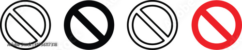 Four no entry signs in different colors and styles icons